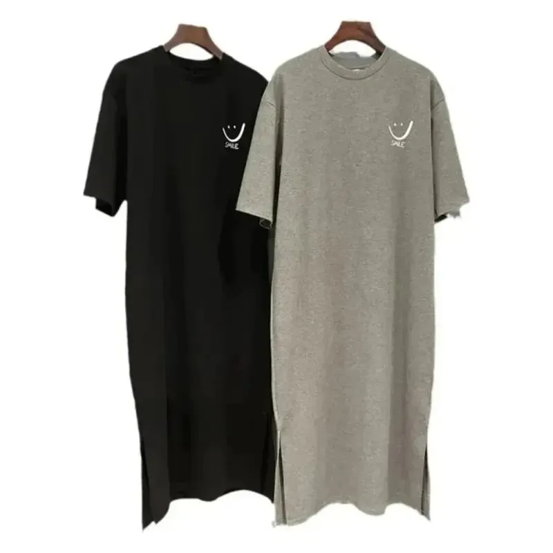Women's Summer Loose T-shirt Dress Mid-Length Short Sleeve Casual Fashion Over-Knee Casual Dress — image 4