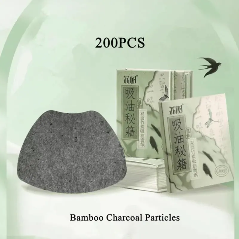 200 Sheets Blotting Paper With Powder Puff Blender Sponge Oil Control Facial Oil Absorbing Wipes Matte Fix Makeup Tool