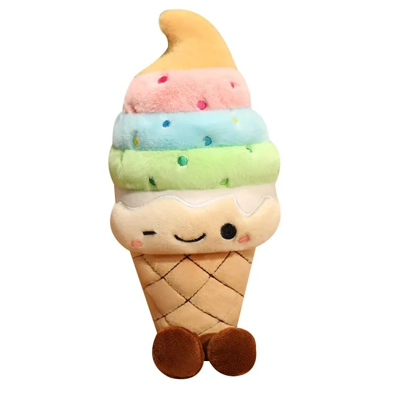 NEW Scoops Ice Cream Cone Plush Toy Stuffed Summer Snack Small Pillow Humanoid Smiling Face with Legs Kawaii Plushie Gift — image 3