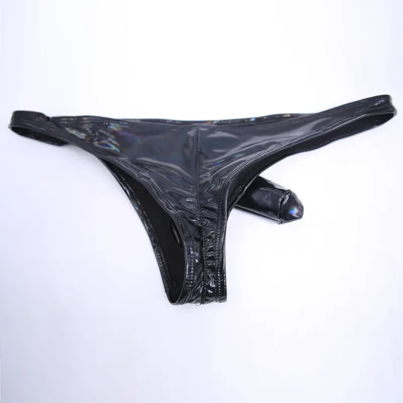 Men Latex Amino Pouch Very Hot Lingerie Separation Briefs Underwear Dazzling Butt Shaping Bikini Solid Unisex Panties Underpants