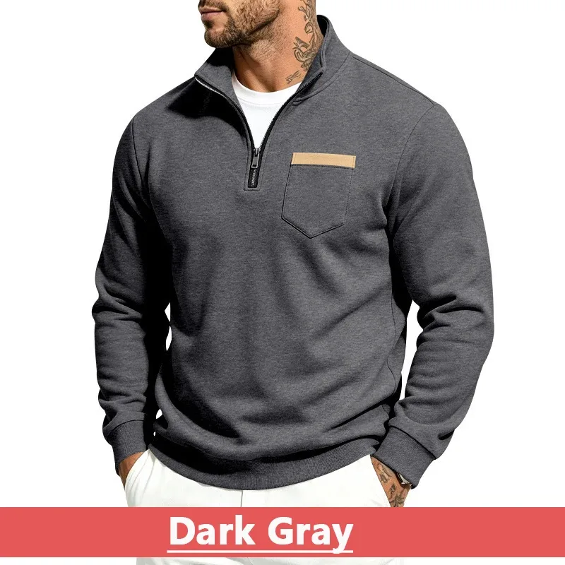 Mga Lalaki 2026 Autumn Winter Hot Item Fleece Lined Stand Collar Loose Vintage Sweatshirt Casual Commuter Fashion Lalaki Pang-araw-araw na Panlabas na Kasuotan — image 38