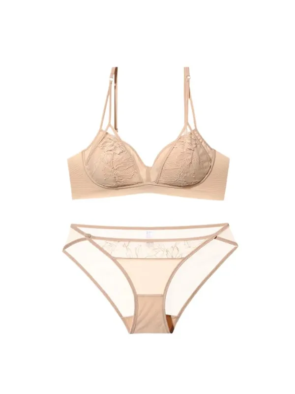 Bestseller French Lace Wireless Bra Set Lightweight Summer Sexy Pure Desire Triangle Cup Ladies Intimates — image 9