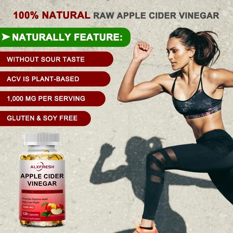 Alxfresh äppelcidervinägerkapslar med zinkvitaminer | 1000mg | Hälsosamt tillskott Icke-GMO — image 3