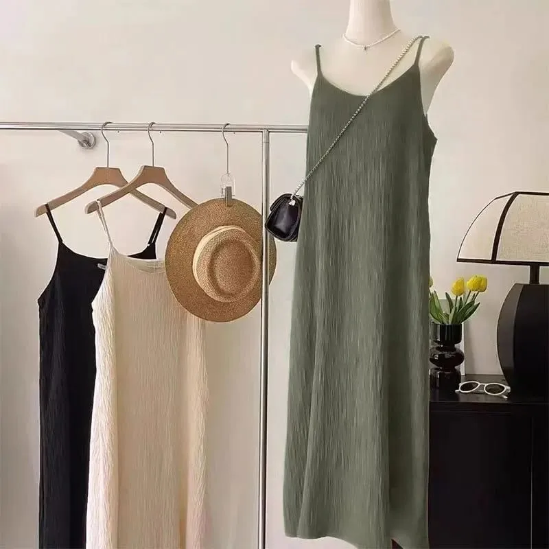Cami Maxi Dress French Style Loose Fit Sleeveless Casual Vacation Daily Summer Long Dress