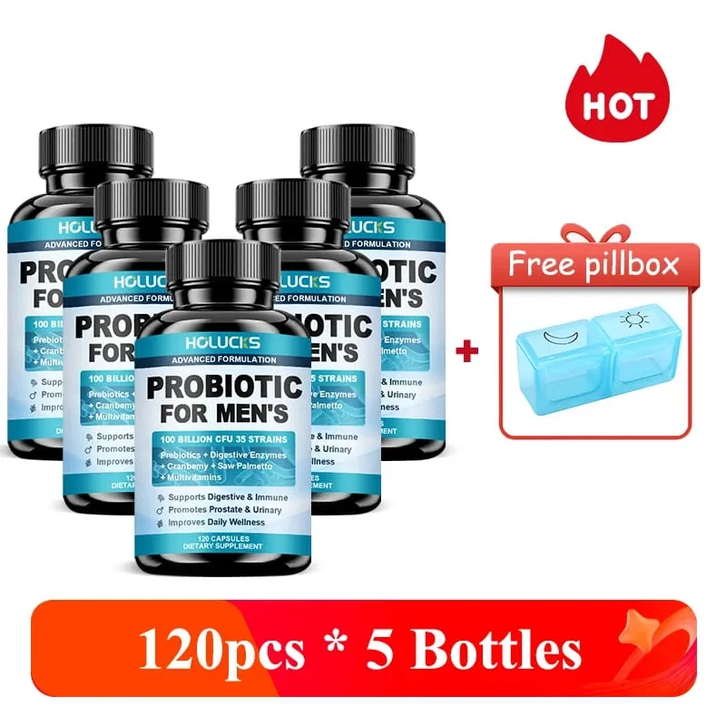Advanced Men's Probiotic Supplement 100B CFU Prebiotic Fiber Enzymes Saw Palmetto Cranberry for Prostate Urinary Wellness