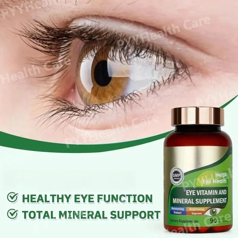 Cápsulas de vitaminas para os olhos de luteína com zeaxantina zinco suplemento nutricional diário para os olhos suporte para a saúde dos olhos para adultos garrafa de 90 contagens — image 3