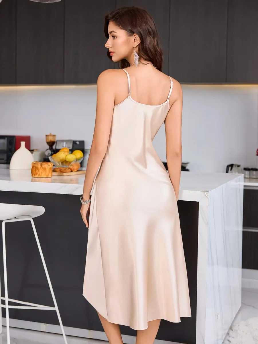 Pambabaeng Solid na Walang Manggas na Damit Chic Basic Minimalist Causual Fashion V Neck Long Dress Kasuotang Pambabae Para sa Spring Summer at Party — image 3
