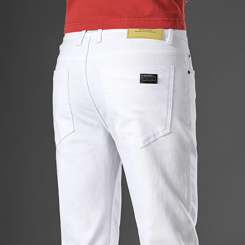 2026 98% Cotton Elastic Cotton Jeans Men's Spring Slim Straight Denim Pants Comfort Large Size Korean Business Casual Trousers — image 14