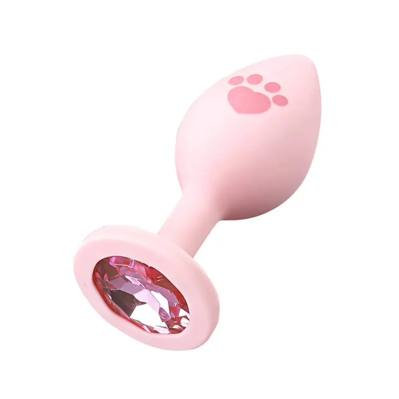 Soft Silicone Anal Plug Cat Paw Pattern 3 Sizes Butt Plug for Woman Men Gay Beginner Crystal Base Sex Toys For Adult Anal Dildo — image 8