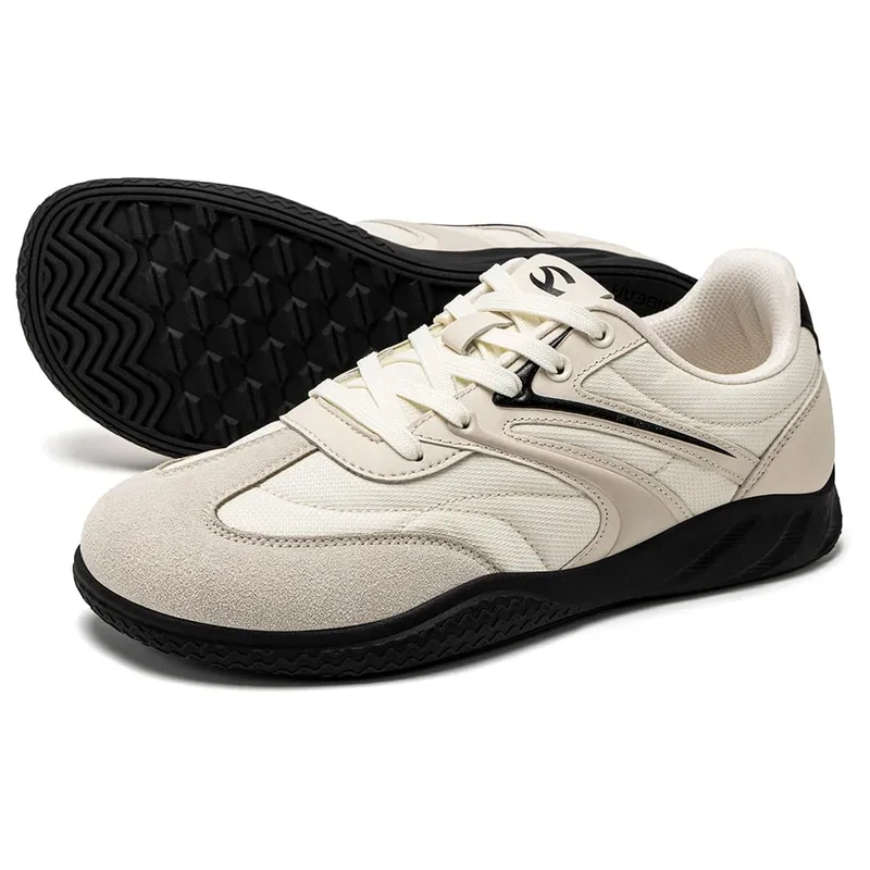 Barefoot Wide Width Shoes Unisex Artificial Leather Minimalist Sneakers Lace-Up Retro Walking Shoes for Women Men