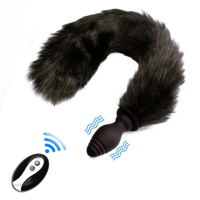 Fox Tail Anal Plug na may Remote Control Vibrating - Faux Fur at Silicone Role Play Pang-adultong Laruang Multi-Color BDSM Sex Toys para sa Mag-asawa — image 1