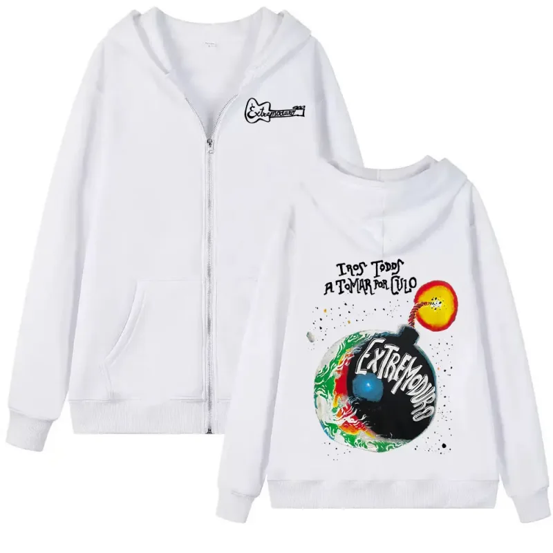 Rock band extremoduro tour 2026 zip up hoodies moda masculina gótico velo sweatshirts casacos de grandes dimensões com capuz com zíper streetwear