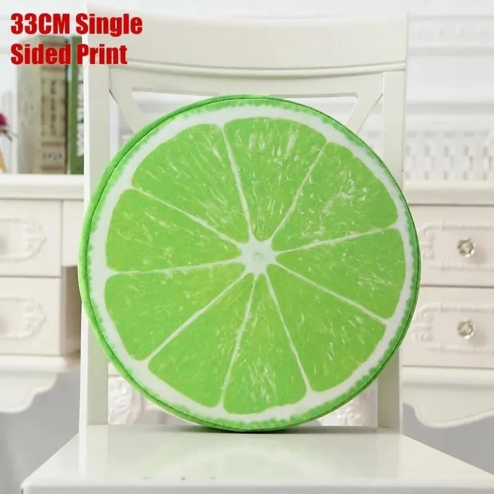 Cute Round Fruit Pillow Fruit Slice Print Plush Fabric Seat Cushion Stuffed Inner Simulation Plush Pillow Sofa Decor — image 13