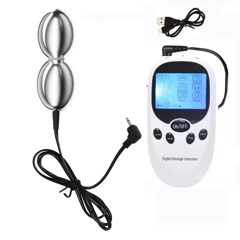 SM Electric Shock Double Balls Anal Butt Plug Prostate Massager E-stim Sex Toys For Men Gay Women Vagina Stimulation Ass Dilator — image 1