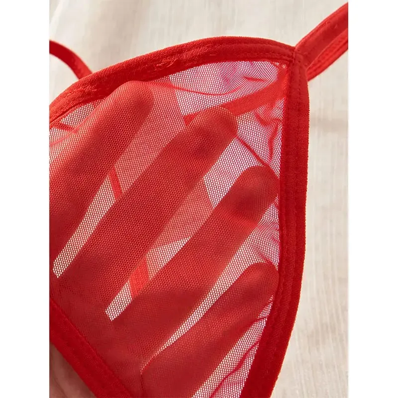 Hot Sexy Lace Splicing Dress Women Lingerie See Through Nightdress Solid Slim Soft V Neck Corset Push Up Bra Underwear Thong Set — image 3