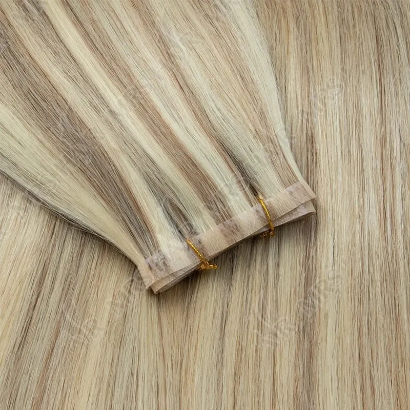 Invisible Long Flat PU Weft Bundles Human Hair Injected Seamless PU Skin Weft Hair Extension No Glue Tape On Hair Bundle 12"-22"