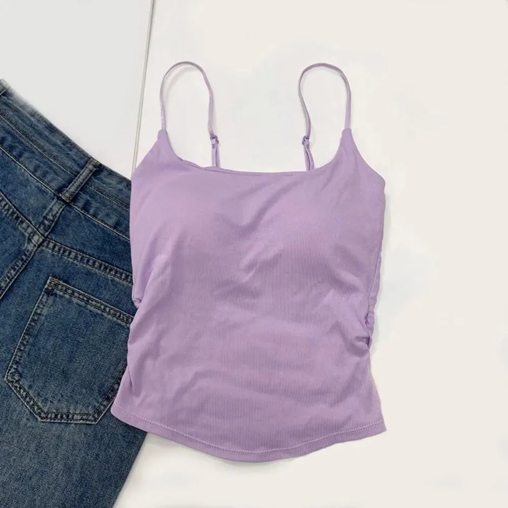 Simple Sleeveless Suspender Vest Slim With Padded Cups Camisole Underwear Short Vest Sports Activities — image 14