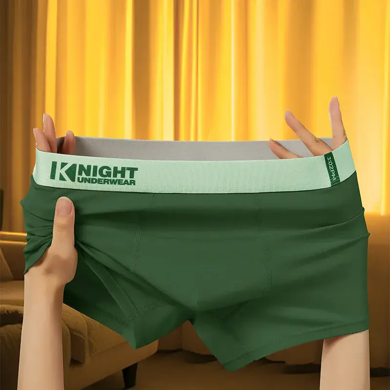 Cueca boxer esportiva masculina, bolsa convexa em u, verde, boxer homme, elástico, para meninos, calção de banho confortável, calcinhas deslizantes — image 2