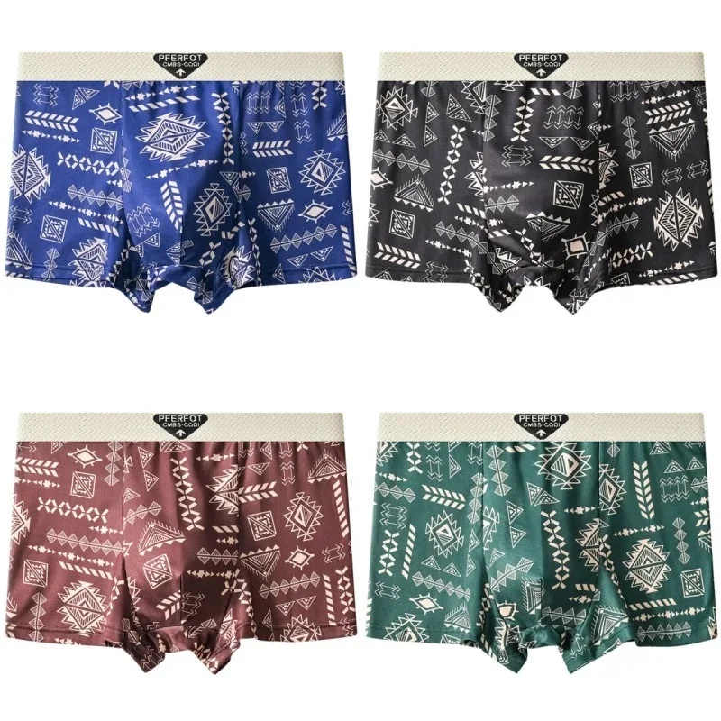4 pçs shorts esportivos homens graffiti boxers e cuecas moda masculina boxer briefs algodão homem boxer calcinha conjunto homem roupa interior