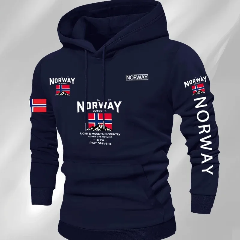 Norwegian Print Fashion Men Women Hooded Sweatshirt Autumn Winter Daily Outdoor Vacation Fitness Casual Loose Warm Sportswear — image 3
