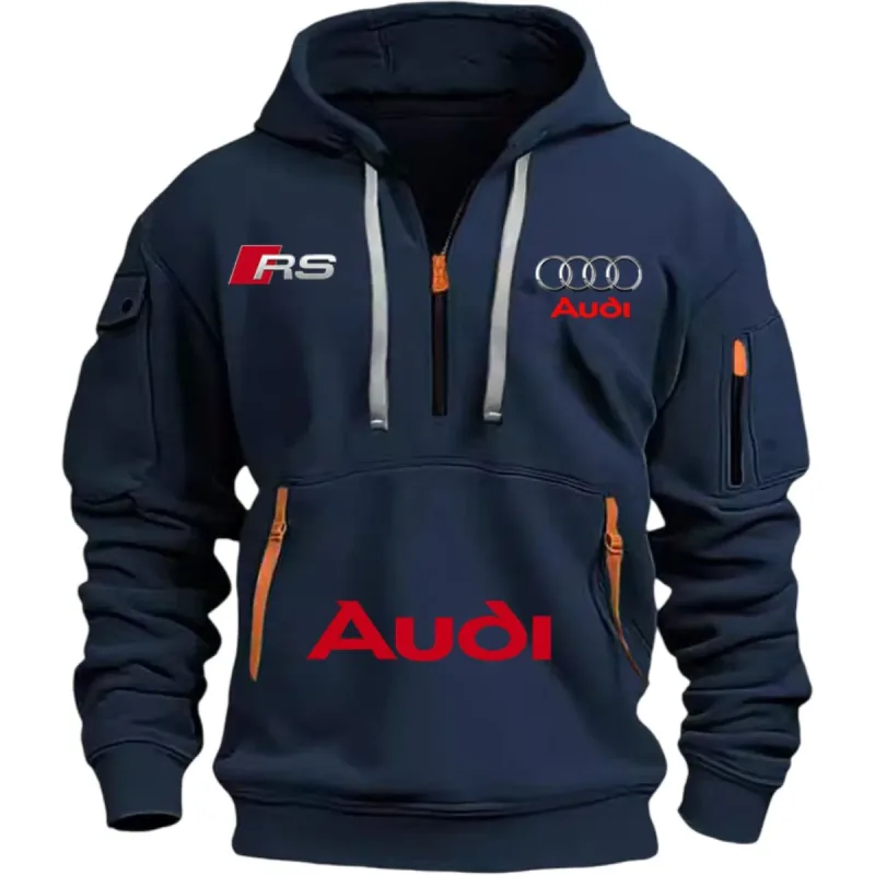 Roupas esportivas Audi adequadas para homens, ternos de ciclismo estilo esportivo ao ar livre, moletons com capuz e abas com estampa de rua — image 3