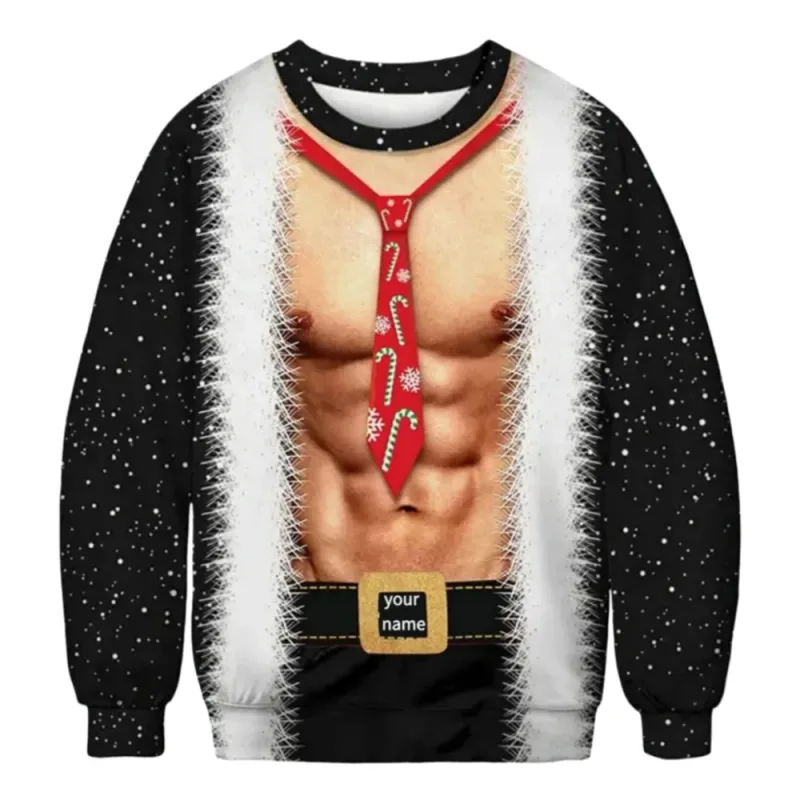 Funny Christmas Sweater Men Women Pullover Xmas Sweatshirt Ugly Graphic Y2k Sweatshirts for Holiday Party Loose Men's Clothing — image 6