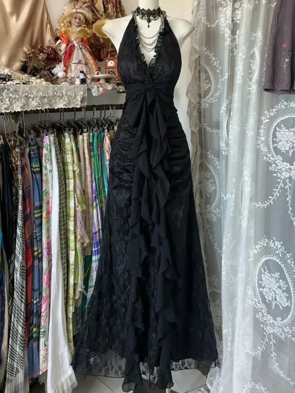 Francês retro fino slash neck vestido elegante feminino novo gótico vintage preto vestidos de festa alta rua chique roupas magras 2025