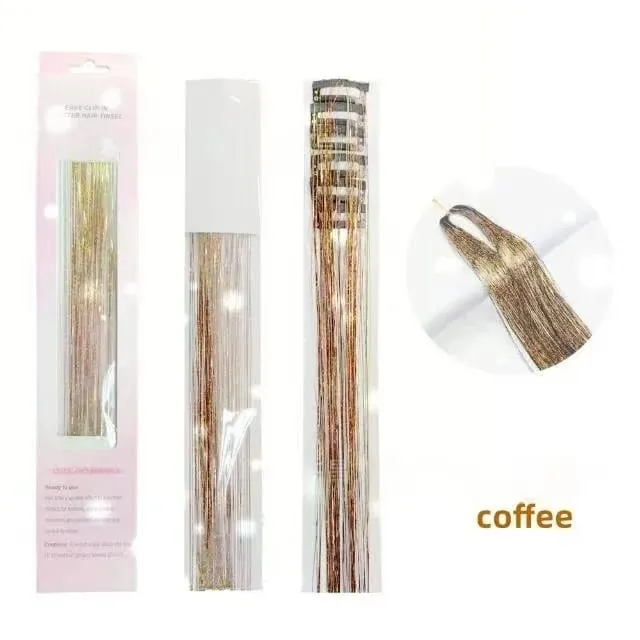 6Pcs Hair Tinsel Clip in Hair Extensions 20 Inch Synthetic Colorful Shiny Sparkle Glitter Tinsel Hair for Women Girls Cosplay — image 11