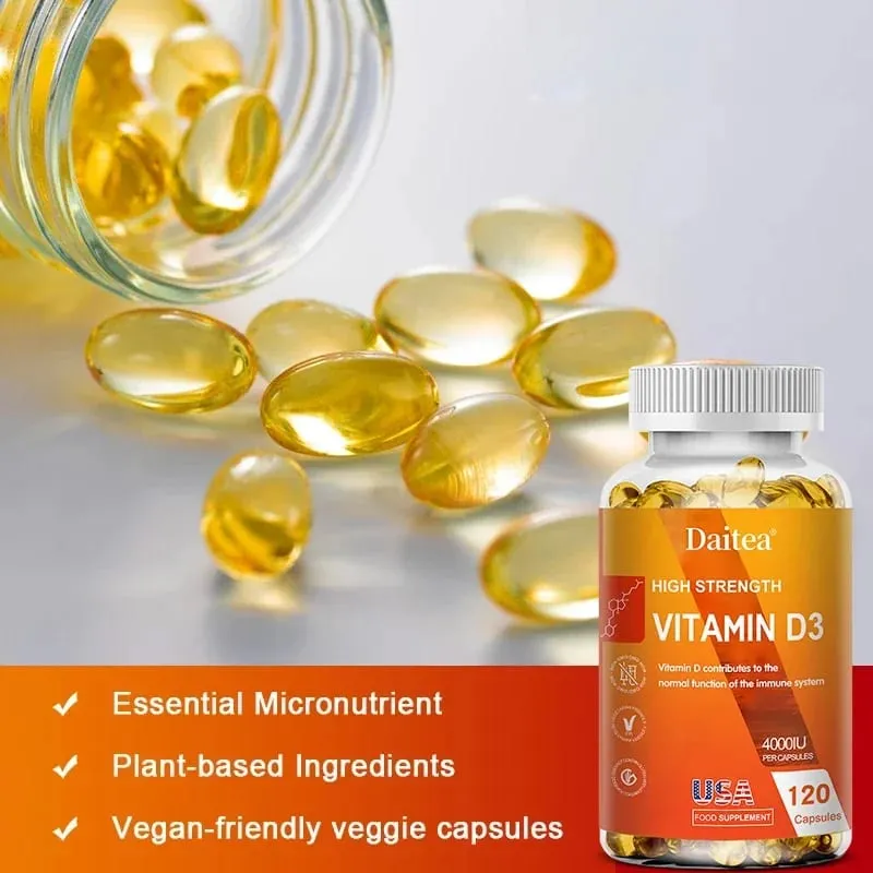 Vitamin D3 Capsules 4000IU Provide Immune Bone Support Promote Calcium Absorption Promotes Muscle Health Nervous System — image 5