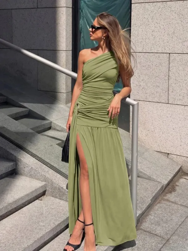 Chic Deep V-neck Slim Fit Long Dress Women Casual Solid Spaghetti Straps Sling Dresses 2026 Lady Elegant Party Evening Wear New — image 11