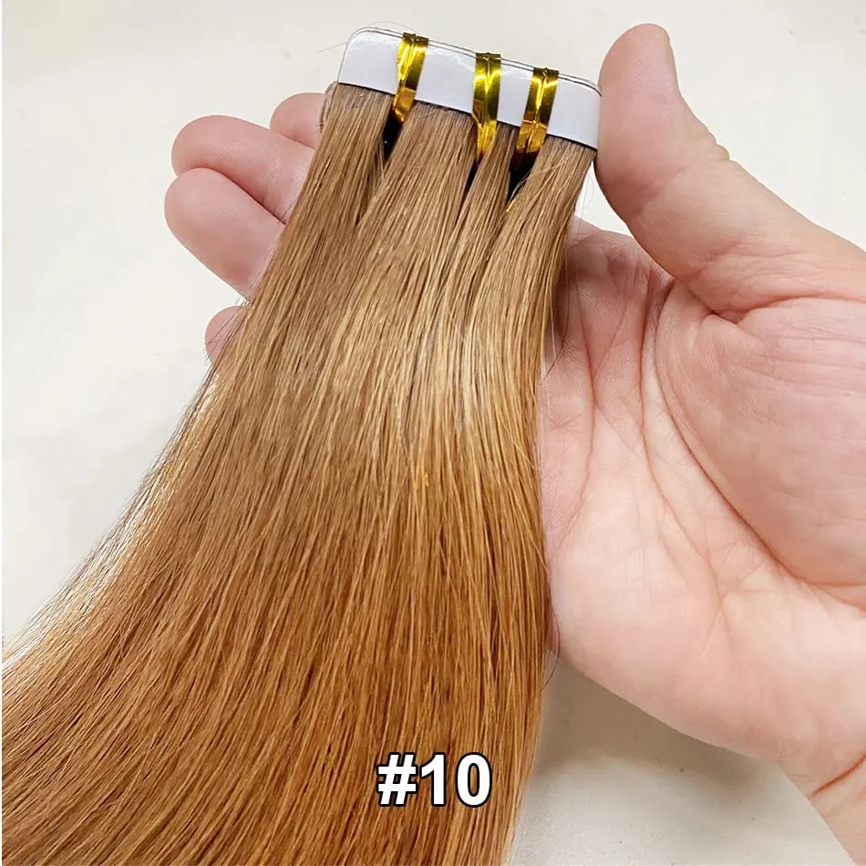Full Shine Tape In 100% Remy Human Hair Straight Double Sided Blonde Comfortable Silky Natural Tape Ins For Women — image 24