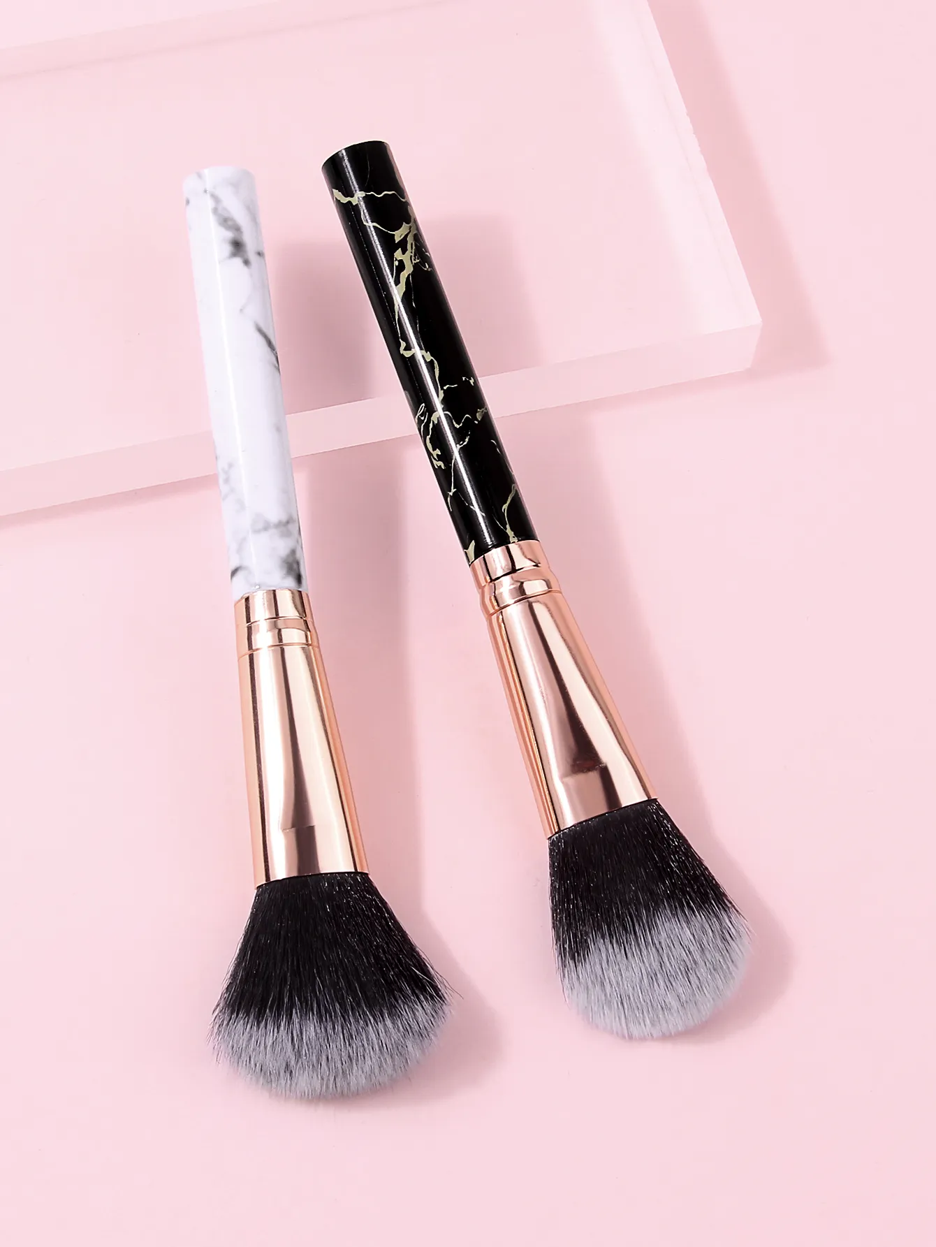 2Pcs Marble Handle Blush Brushes Soft Fluffy Face Makeup Brush For Cheek Blush Powder Cosmetic Blending Beauty Make Up Tools — image 3