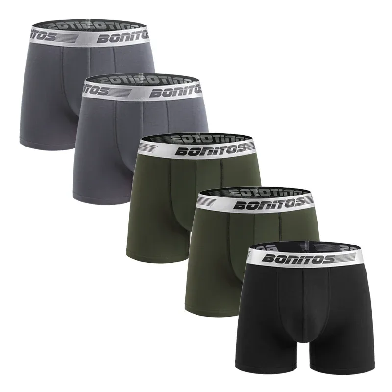 5st Herrkalsonger Boxershorts i bomull Klassiska herrtrosor BONITOS Bokstav Elastiskt midjeband Boxershorts för män — image 10