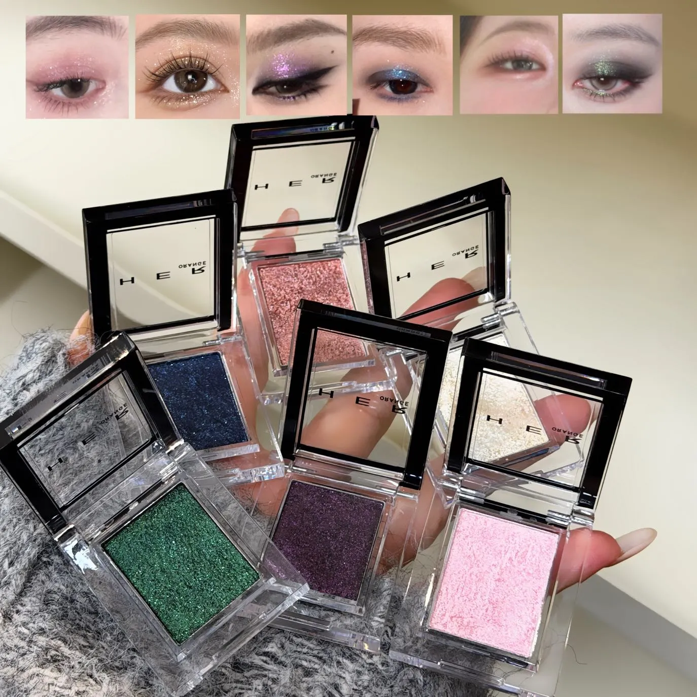 Monochrome Blue Metallic Eyeshadow Diamond Glitter Green Eye Shadow Highlighter Palette Sparkling Pearlescent Purple Eyes Makeup — image 4