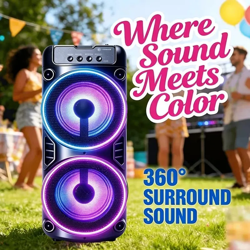 Professional Large Bluetooth Speaker Portable Design Featuring JBL Subwoofer Party Box LED Lights Compatible with BT/USB/TF/AUX/FM/TWS/MIC/EQ Functions Professional Karaoke. Ideal Gift for Birthdays Christmas and New Year — image 5