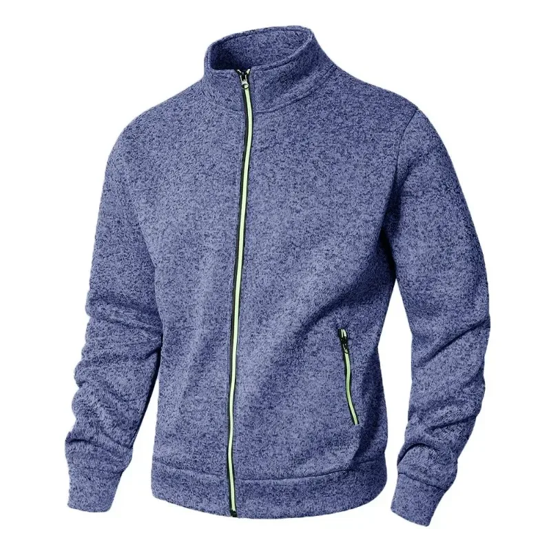 Suéter masculino com gola alta, jaqueta cardigã casual com zíper, manga comprida, cor sólida, pulôver leve, moda urbana — image 11