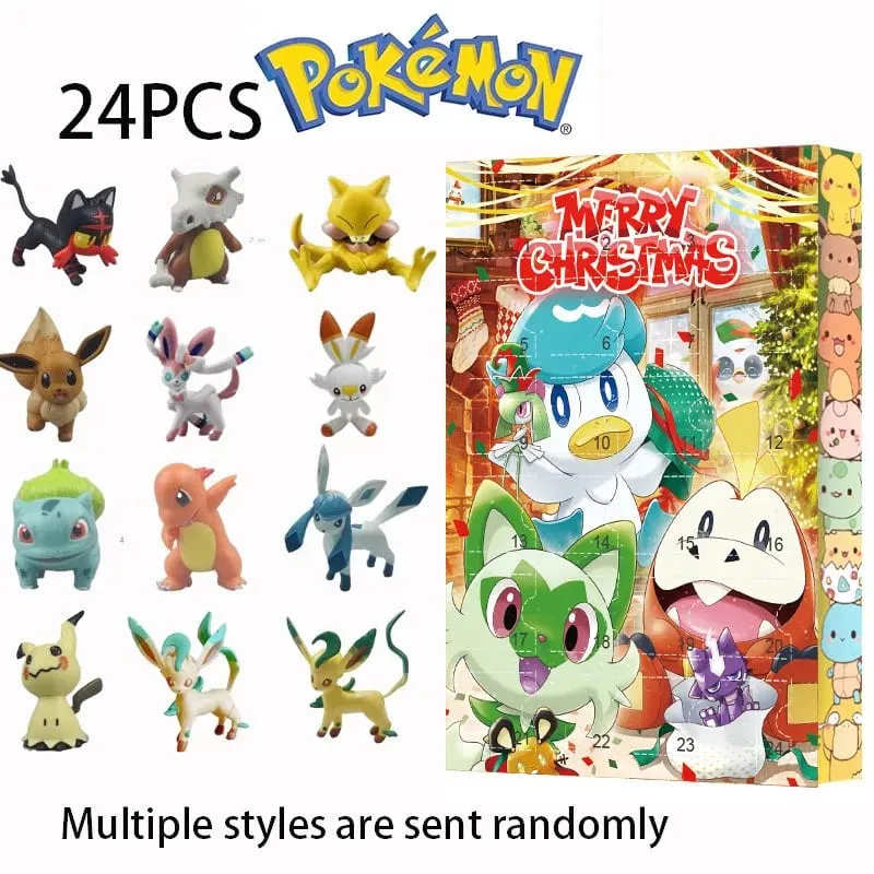 24PCS/Set Pokemon Christmas Advent Calendar Cute Pikachu Charizard PVC Small Anime Figure Surprise Box Birthday Halloween Gift