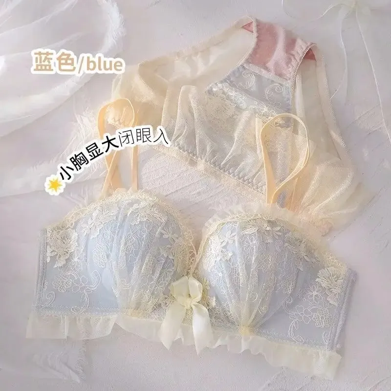 Japanese Kawaii Lace Underwear Set for Women | Sexy Push Up Bra & Panty | Small Chest Cute Lingerie | Valentine‘s Day Gift