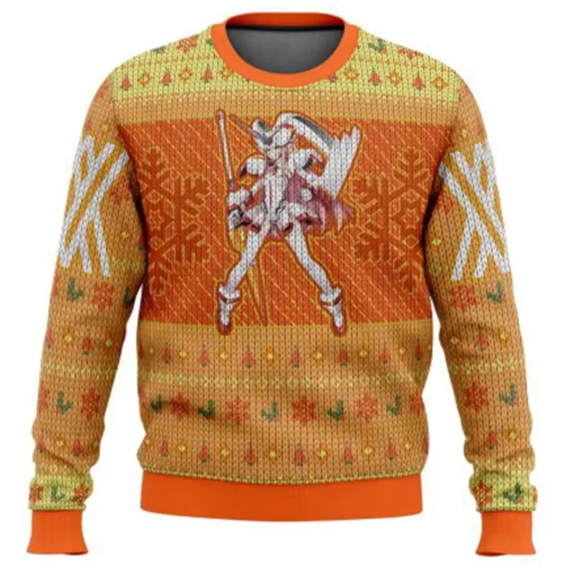 Anime One Piece Luffy Christmas Ugly Sweater 3D Sweatshirt Tops Autumn Winter Cosplay Santa Claus Pullover Sweaters Gift — image 2