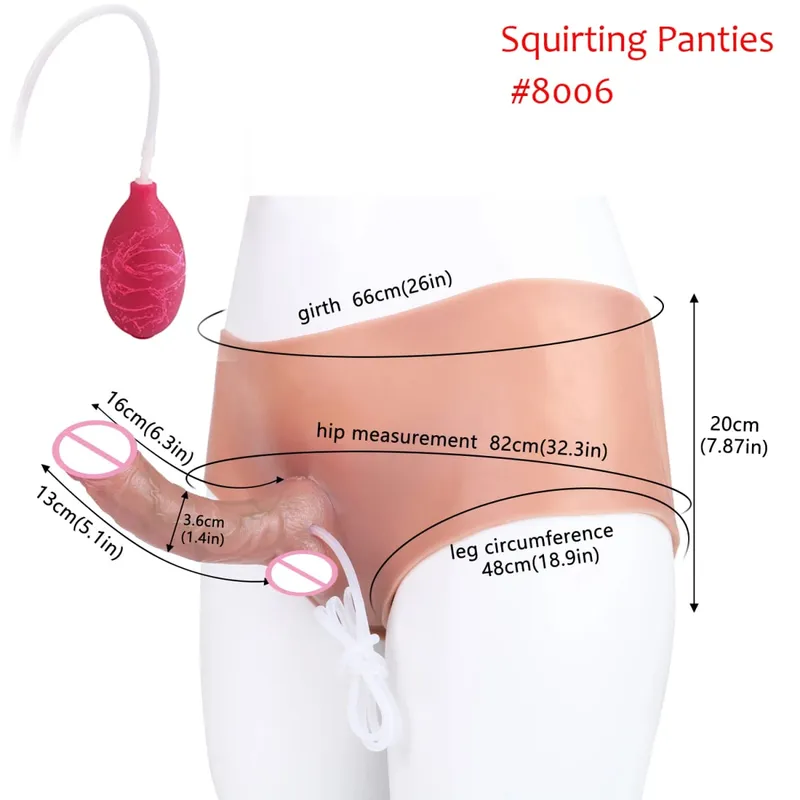 Black Nude Strapon Malaking Makatotohanang Ejaculation Dildo Silicone Squirting Panties Na May Simulated Solid Penis Sex Toy Para sa mga Babae — image 14