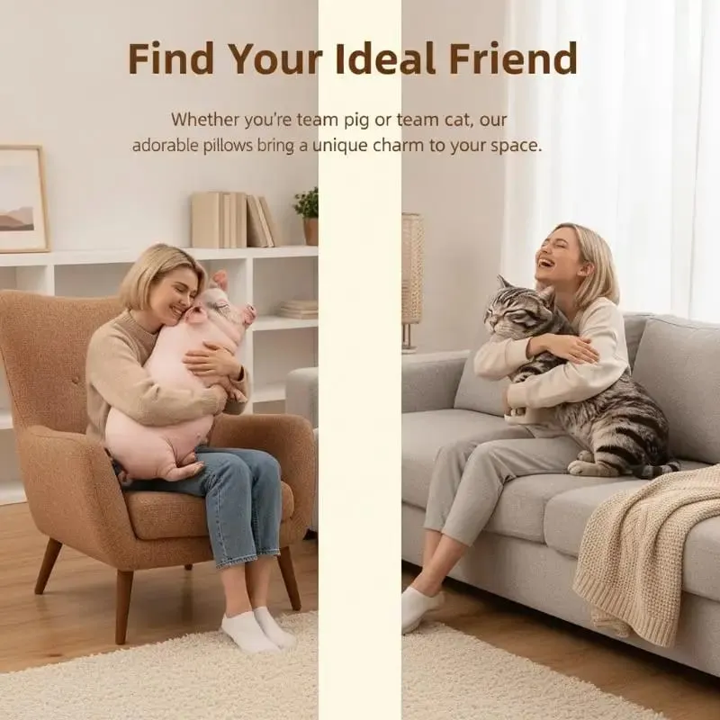 3D Pig Fyld Pude Blød Vaskbar Hudvenlig Stof Plys Pude til Sofa Soveværelse Bilstøtte — image 5