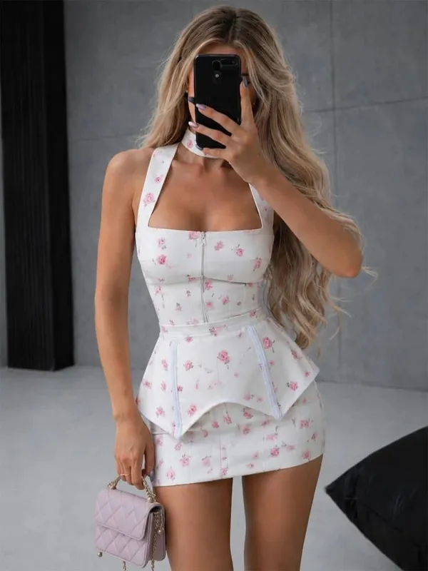 Elegante floral impresso mini vestido feminino chique com decote em v mangas completas único breasted magro a linha vestidos curtos 2026 senhora roupões de festa — image 14