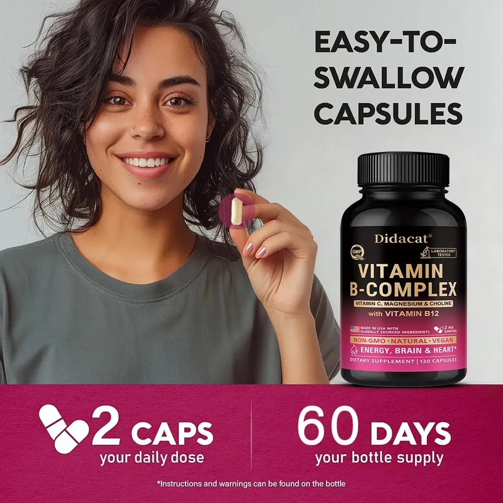 Vitamin B Complex with Vitamin C Choline & Inositol Support Energy Metabolism Nerve Health Cardio Wellness & Immune Defense — image 3