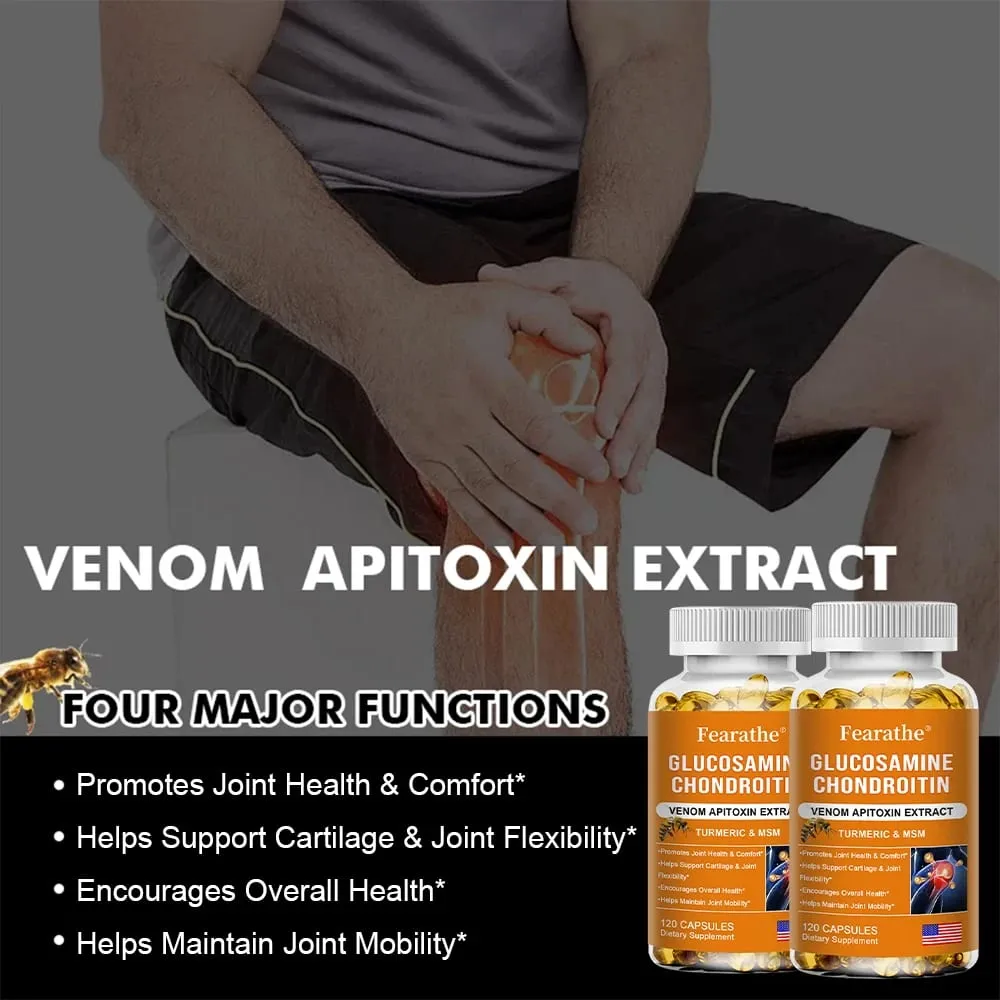 Glucosamina Condroitina Veneno de Abelha Cúrcuma e MSM - Ossos Articulação Antioxidante Suporte Digestivo Não-OGM — image 2