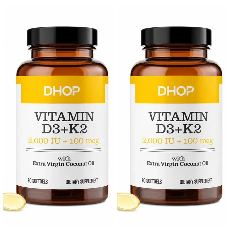 Vitamin D3+K2 Capsules 2000 IU + 100 Mcg - Bone Health & Immune Support Calcium Absorption Daily Wellness Formula 90ct — image 8