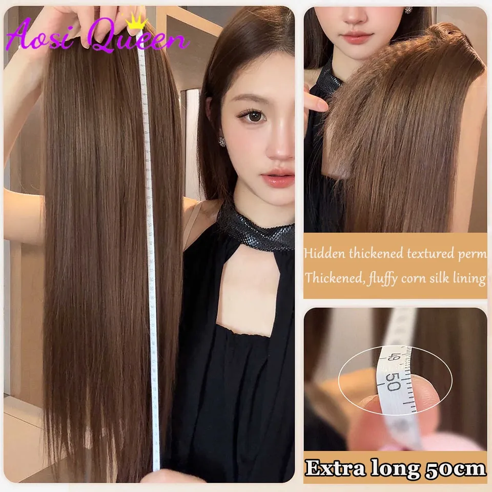 Fluffy Invisible Seamless Hair Pads Women Clip in Hair Extension Lining of Natural Hair Top Side Cover Piece Synthetic Pads — image 3
