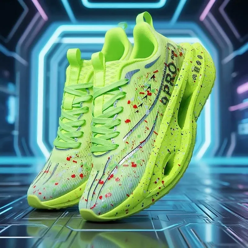 New Carbon Plate Men's Running Shoe Night Fluorescent Cushioning Sneakers Women Lace-Up Lightweight Casual Shoes Jog Shoes — image 6