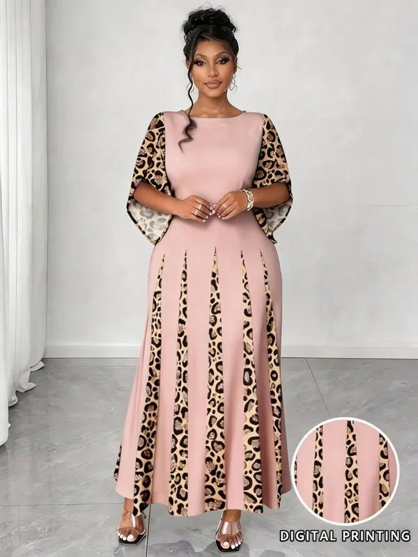 Elegant Leopard Print Maxi Dress Plus Size Fashionable Long Sleeve Gown Comfortable & Stylish Women's Clothing — image 10