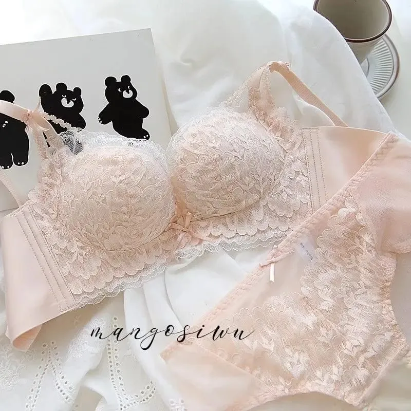 Sexy Thin Lace Lingerie Set with Small Chest Gathered and Anti Sagging Upper Support And a Collection of Accessory Bras — image 1