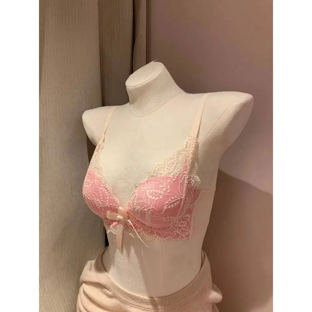 Žhavá prodejná bezdrátová krajková podprsenka Ženy Malé poprsí Silné vycpávky Push Up Lift Anti Sage Boční podpora Sexy spodní prádlo 32‑38 AB — image 3